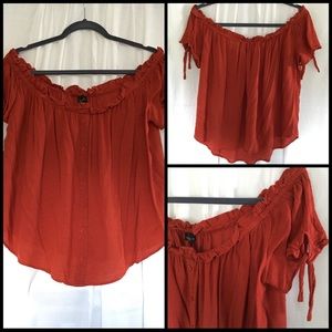 XL Off-The-Shoulders Deep Orange Top
